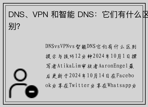 DNS、VPN 和智能 DNS：它们有什么区别？ 
